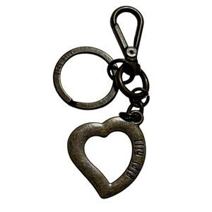 Gigi Hill Heart Keychain Purse Charm Bronze Tone Clip Ring Key Holder
